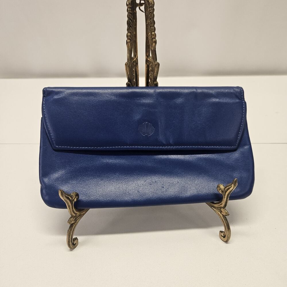 Vintage MCM Summit Hill Leather Blue Clutch Wallet Top Grain Cowhide 7.5x4.5"